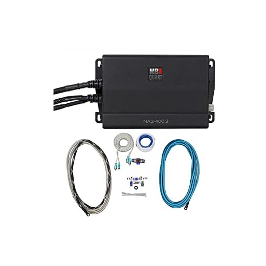MB QUART NA2-400.2 400 Watt RMS 2-Ch. Marine Boat ATV Compact Amplifier+Amp Kit
