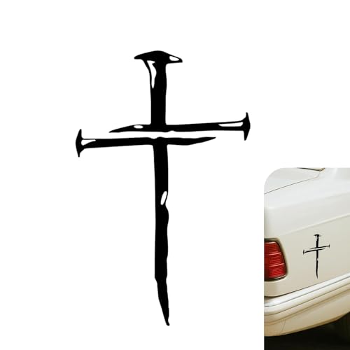 Ferianl Cross of Nails Sticker, Vinyl Removable Waterproof Decal for Cars, Trucks, Motorcycle, Laptops, Window Decal Sticker (Black)