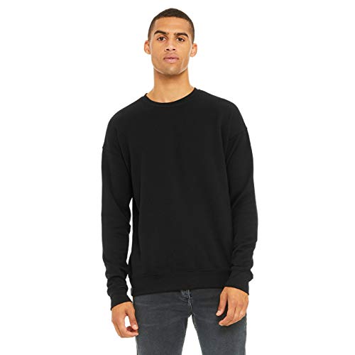 Bella Canvas Fleece Drop Shoulder Crewneck (M) Black - Unisex