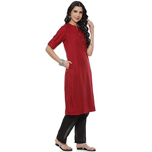 Image of Rangriti Off White Art Silk Straight Kurta for Women