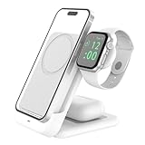 NORMIA RITA 4-in-1 Magnetic Wireless Charger with 5000mAh, 15W Fast Charging Station for iPhone/iwatch/AirPods,Self-Charging Function