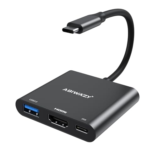 Image of USB C to HDMI Adapter, 4K HDMI to USB-C Multiport Hub Adapter with 100W PD & USBA 3.0 Port, Type C Digital AV Converter for iPad Pro, MacBook Pro /Air, iPhone 15 /16, Switch, TV, Monitor and More(Black)