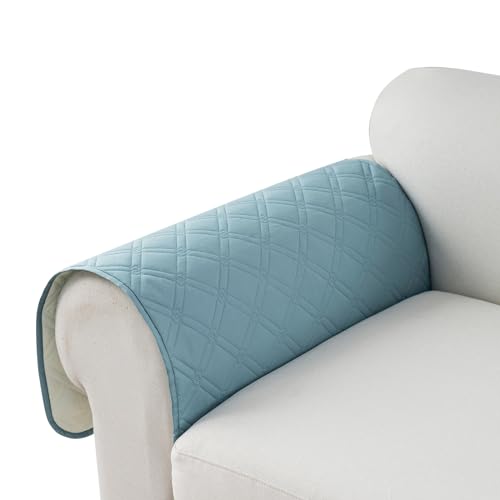 Image of Genina Sofa Armrest Cover, Anti-Slip Armchair Slipcovers for Dogs Cats Pet, Water Resistant Couch Arm Cover for Backrest Recliner Loveseat, L Shaped Sofa, 23.6 x 27.5 Inches(2 Pieces)