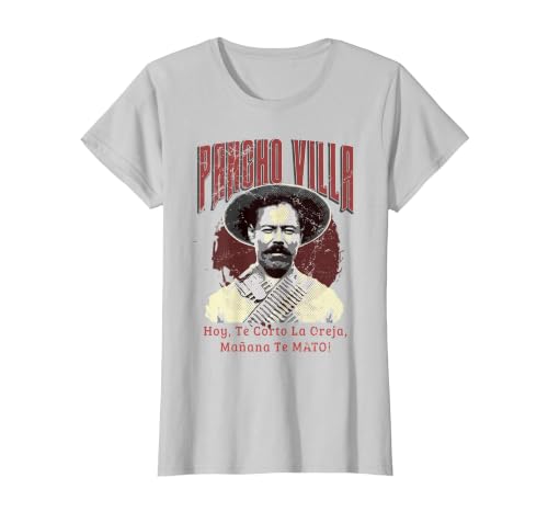 Mexican Revolution General Pancho Villa T-Shirt T-Shirt, Women, Silver Grey, X-Large