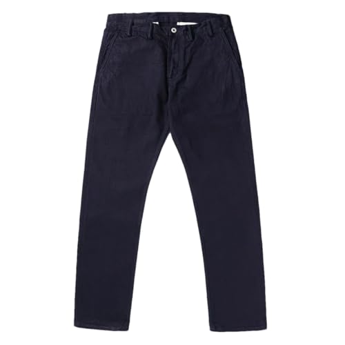 Men’S Casual Slim Straight Fit Indigo Selvedge Denim Full Length Jeans Zipper Fly Midweight Daily Wear Pockets