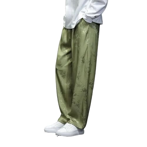 Men's Ice Silk Baggy Casual Wide-Leg Pants Summer Male Trousers