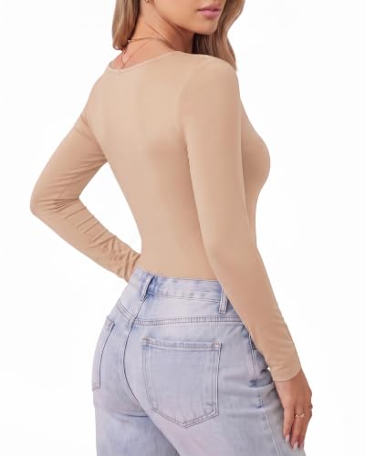 Image of MANGOPOP Women's Round Neck Short Sleeve T Shirts Basic Bodysuits
