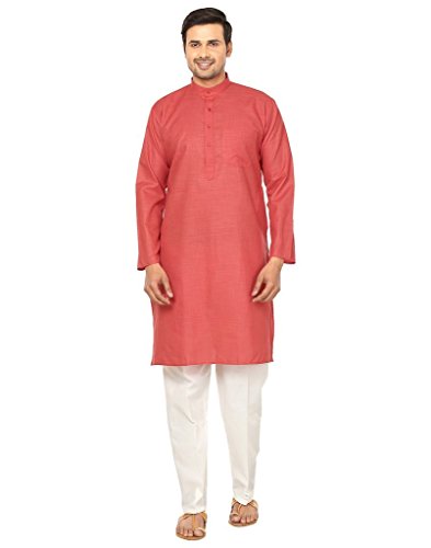Kurta de diseñador en mezcla de algodón naranja XXL de alta costura