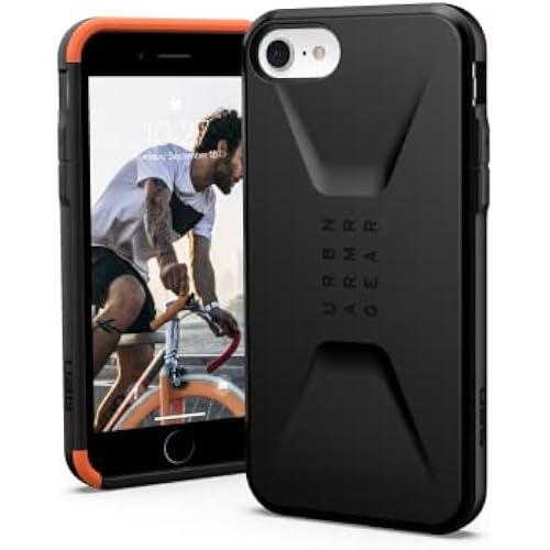 URBAN ARMOR GEAR UAG Designed for iPhone SE (2022) Case [4.7-inch Screen] Sleek Ultra-Thin Shock-Absorbent Civilian Protective Cover, Black