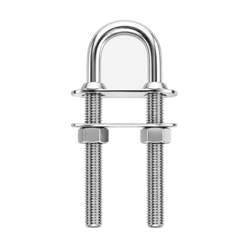 Image of Boat U Bolt Stern Bow Eye Tie Down, Marine Stainless Steel with Hex Nuts and Washers, 4-1 /2 in Overall Length, 3 /8 in Stock, 3 in Thread Length (1 PCS)