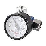 Honseadek 1/4 Zoll Einstellbarer Luftdruckregler mit Manometer, 0-140 PSI Pneumatisches Reglerventil für Farbspray und Druckluftwerkzeuge, Kompakte und Kunststoffkonstruktion für Werkstatteinsatz