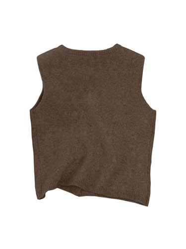 Image of RoseSeek Women's Button Down Sweater Vest Sleeveless Crewneck Knit Outerwear Old Money Knitwear