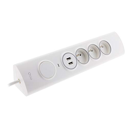 Multiprise d'angle 3P 16A + 1P 16A latérale + 2 USB parafoudre précâblée - Blanc - Otio