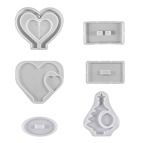 Molde de marco de fotos de corazón, decoración de escritorio, árbol de Navidad, doble amor, marco de fotos, adornos de silicona, adorno de árbol de Navidad, moldes de silicona para resina epoxi