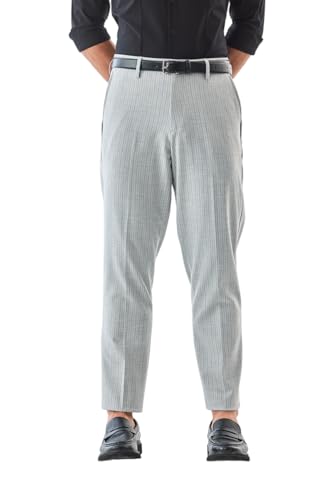 Image of SNITCH Men Formal Trousers | Tailored Pleated Design with Regular Fit & Smooth Texture | Premium Polyester Blend for Office, Meetings & Special Occasions
