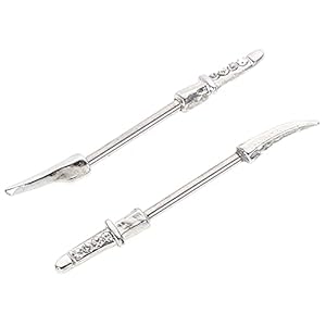 HEALLILY 2Pcs Japanse Katana Vormige Stalen Tepel Ring Rechte Barbell Rhinestone Tepel Studs Tepel Bar Body Piercing Sieraden Voor Vrouwen