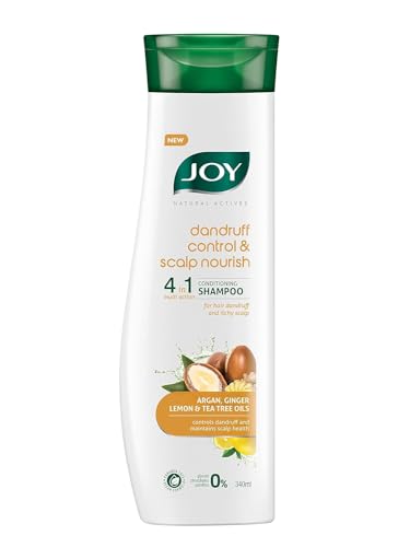 Joy Anti Dandruff Shampoo with Tea Tree, Ginger & Lemon for Dry & Itchy Scalp (340ml) | 4 in 1 Conditioning Shampoo for Dandruff Control & Soft Hair | Vegan & Paraben Free | For Men & Women