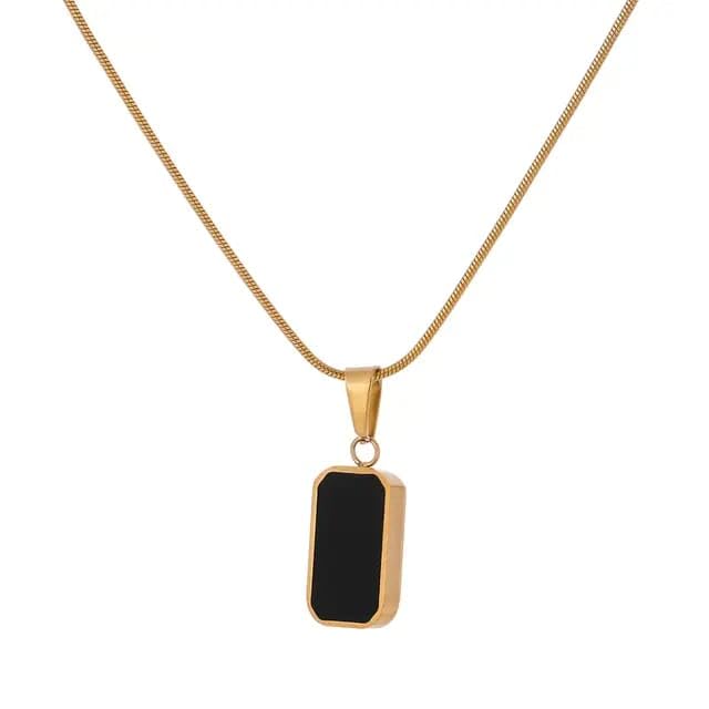 KRYSTALZ Elegant Black Onyx Pendant Chain Necklace Gold Plated Locket for women (B0D6RVCPL9) Amazon Price History, Amazon Price Tracker