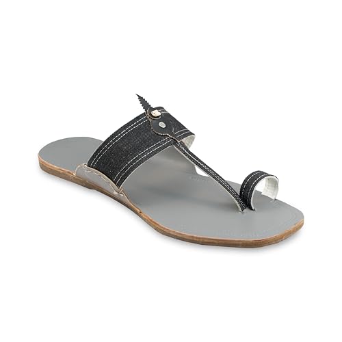 Image of KORAKARI Men Kolhapuri Chappal Handcrafted Sandal Smooth and Comfortable Flip Flops Slipper Stylish Anti Slip Design Genuine Leather Traditional Footwear.