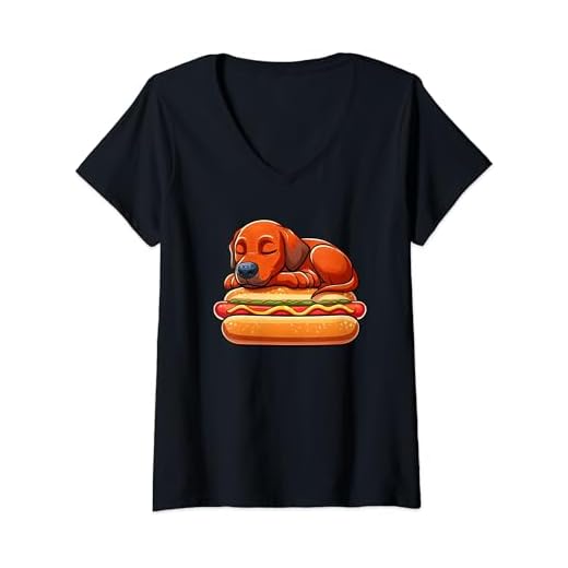 Womens Rhodesian Ridgeback Hot Dog Dog Funny Food V-Neck T-Shirt
