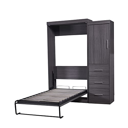 SOFTSEA Twin Murphy Bed Wood Wall Bed Farmhouse Foldable Platform