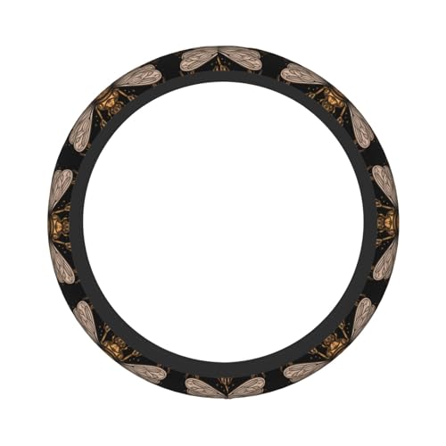 Subily Bee with Queen Elastic Steering Wheel Cover, 15 Inch Thicken Universal Car Interior Accessories for Most Cars