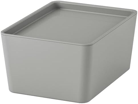 Ikea KUGGIS Box with lid, light grey, 13x18x8 cm-image-23