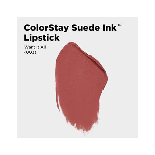 Image of REVLON ColorStay Suede INK Lipstick, Waterproof, Longwear, Transfer proof, Antioxidant-rich Vitamin E, With Vegan Formula made without parabens, Want It All - 003