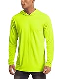 UV Hoodie for Men - Long Sleeve Athletic Running Workout Sun Summer UV Shirts - Fluorescent Green