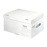 Leitz Infinity Archiv-Container, Größe S, Schachtel für Leitz A4 Ordner und mehr, Transportbox mit Deckel Oben, Faltbare Kartonverpackung, 100 % säurefreie Wellpappe, 20 Stück, Weiß, 61050000