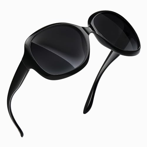 YEOSMINE Oversized Black Polarized Sunglasses Womens Fashion Big Driving Sun ...