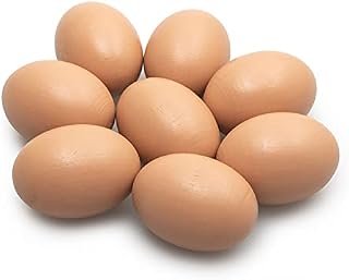 NEVRY 8 Pack Wooden Eggs - Promote Hen Laying - Imitation Lifelike Fake Agricultural Chicken Nest Eggs