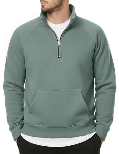 JMIERR Men's 2025 Quarter Zip Pullover Sweatshirts Casual Fleece Cotton Sweater Fall Winter Warm Mock Neck with Pockets