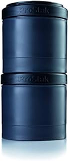 BlenderBottle ProStak Expansion 2 opakowania (2 x 250 ml) | Twist n' Lock słoiki do przechowywania z tacą na tabletki, czarne