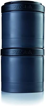 BlenderBottle ProStak Twist n' Lock Storage Jars Expansion 2-Pak with Pill Tray, All Black