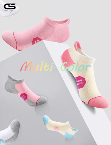 Image of CS CELERSPORT 6 Pack Women's Ankle Running Socks Cushioned Low Cut Tab Athletic Socks