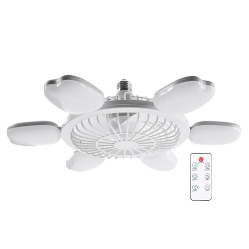 Ventilador Techo Enchufe Luz, Ventilador Bombilla Tornillo E27 Con Luz Control Remoto, Ventiladores Techo Dormitorio 6 Velocidades LED, Circulación De Aire Multifuncional Para Ventilación Interior