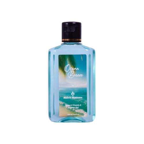Image of Bath & Blossoms Ocean Breeze Shower Gel | Fresh Aquatic Scent | Rich Foaming Lather | Aloe Vera & Vitamin E | Gentle Hydrating formula suitable for all skin types | Vegan & 100% Paraben Free | Premium Body Care