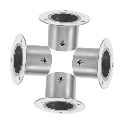 BUTIFULSIC 4Pcs Brushed Steel Curtain Rod Holders Durable Flange Socket Supports for Closet Pole Installation Versatile Design for Wardrobe and Bathroom Use
