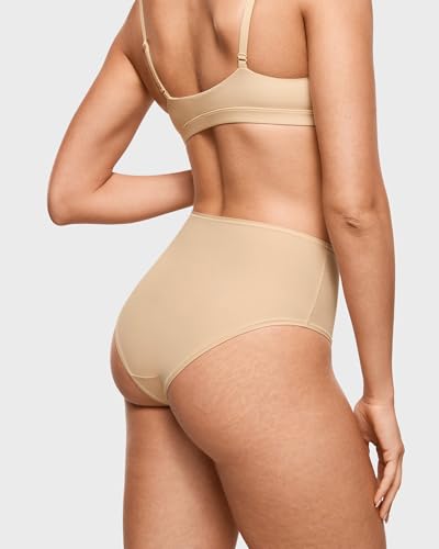 Image of INLYRIC Women's Inbarely Soft Full Briefs - Mid Waist Underwear Breathable Stretch Tagless Ladies Panties 3 Pack