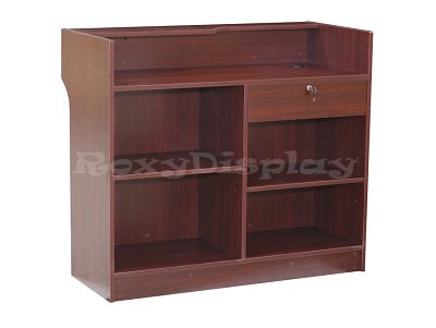 4' Glass Display Cabinet with Sliding Door, Adjustable Shelves, Ships Unassembled - Anodized Aluminum Extrusions With Black Melamine Panels