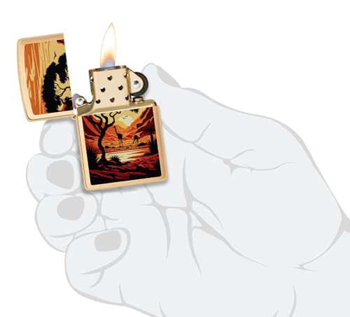 Encendedor Zippo Giraffes in The Wild Brushed Brass miniatura 5