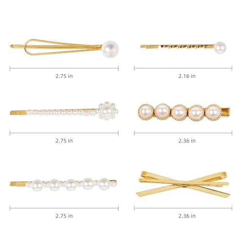 Pinzas para el cabello con perlas TEBIEKOY 6 pzas miniatura 4