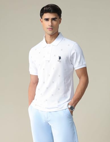 Image of U.S. Polo ASSN. Solid Slim Fit Polo T Shirts for Men - 100% Cotton, Half Sleeves Mens Tshirt
