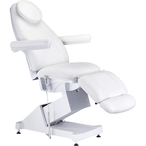 Discount Spa Equipment - Electric Massage Table White, Spa Chair with Removable Massage Bed armrest, Pillow, Spa Bed, & 3-Remote Function, 72 in x 30 in (23 in Without armrest) x 20-35 in