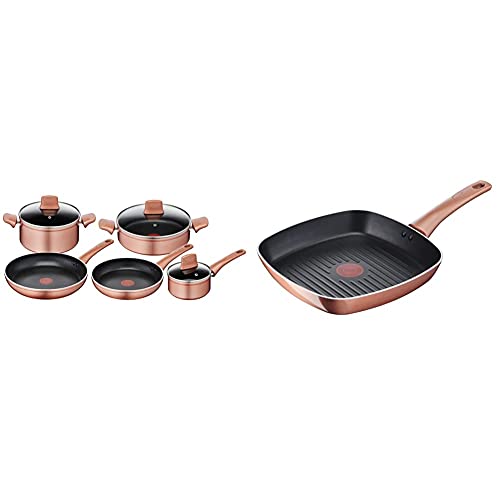 Lagostina Ramata Set 3 Padelle Antiaderenti 20/24/28 Cm + Casseruola 20 Cm, Effetto Rame