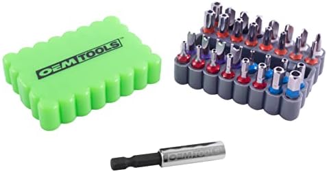 OEMTOOLS 25959 33 Piece Security Bit Set, Includes Spanner, Tri-Wing, Torq, Hex Security, and Tamper Proof Star Security Bits with 1/4 Inch Hex Bit Holder