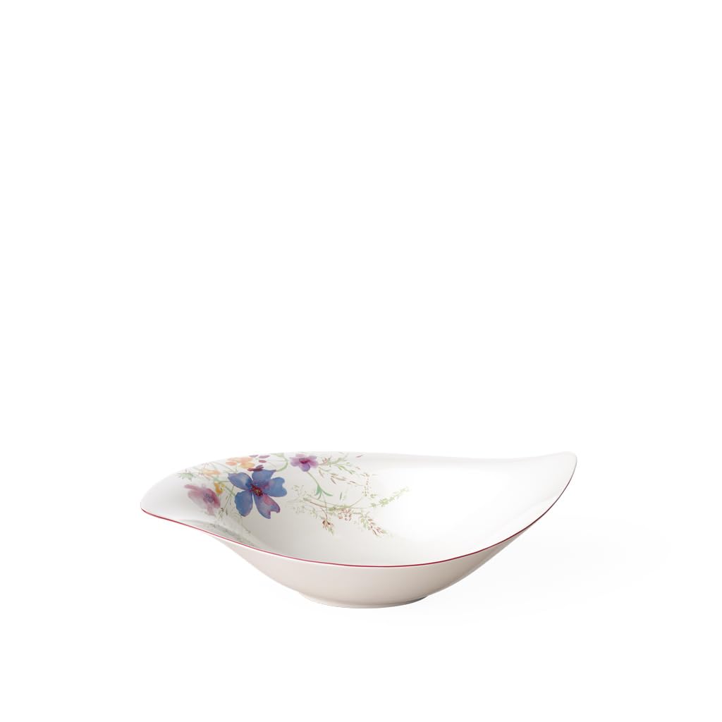 Villeroy und Boch - Mariefleur Basic Serve und Salad Salatschüssel, Schale für Beilagen und Salate, 36 x 24 cm, Premium Porzellan, weiß/bunt, 1150 ml