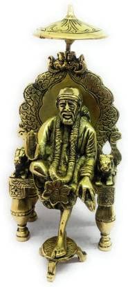 Sai Baba Decorative Showpiece - 19 cm (Brass, Gold)
