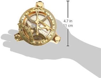 Solid Brass 3 Sundial Compass - W/ Inlaid Hardwood Box